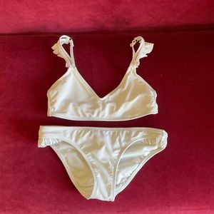 Xhilaration White Ruffle Strap Bikini Set